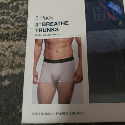 GAP Men's 3 Pack Blue 3" Breathe Trunks Contour Pouch Size X Large XL Tag Free - Picture 3 of 4