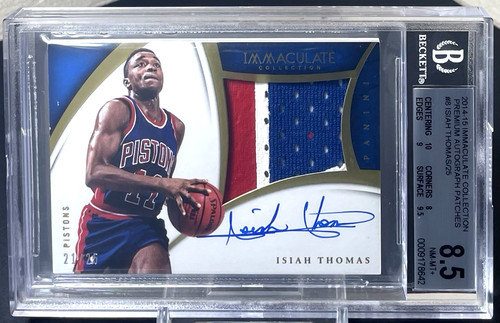 ( /25 ) Isiah Thomas 2014-15 Immaculate Premium Patch On Card Auto Pistons HOF