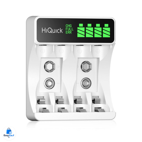 HiQuick Akku LadegeräT 4 2 Slot LCD Typ-C FüR AA AAA 9V Akkus 3 Stunden, Ni-Mh-image