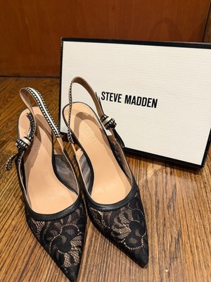 Steve Madden BRI BLACK LACE Classic Size 8 Women s Heels Shoes - New