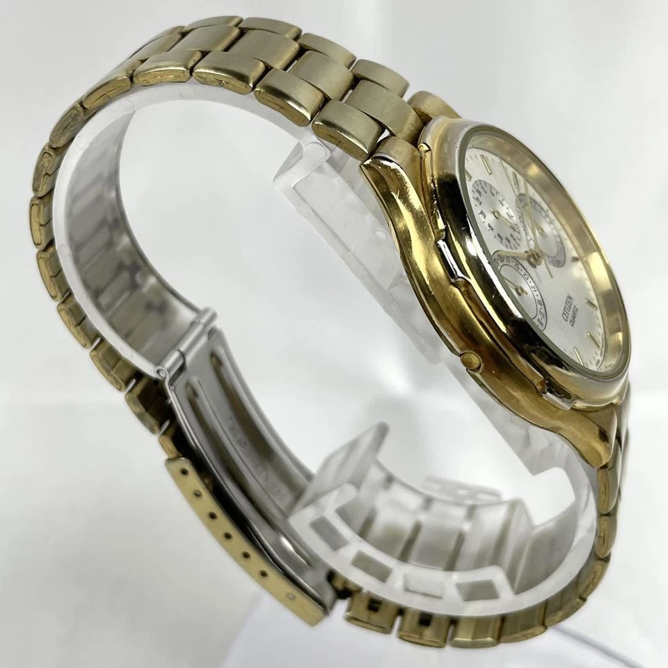 Reloj Citizen Día-Fecha Redondo Hombre con Banda de Oro Genuino Cuarzo De Colección Foto 3 de 4