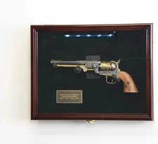 Gun Display Case LARGE Cherry Wood LED Light Handgun Pistol Revolver Shadow Box