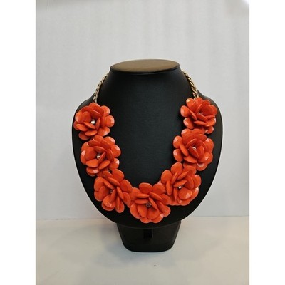 Vintage Unbranded Orange Flower Statement Floral Necklace