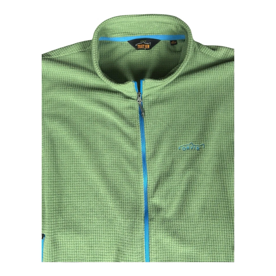 Chaleco tejido gofre orvis trucha trasero cremallera completa polar para hombre 2XL verde bolsillos pesca Foto 2 de 4