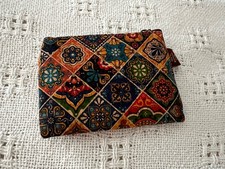 Authentic Handmade in Portugal Cork Coin Purse Intricate Colorful 4.5  x3.5  NEW