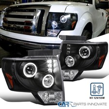 Fits 09-14 Ford F150 Led Dual Halo Projector Matte Black Headlights Lamps Pair Fits 09-14 Ford F150 Led Dual Halo Projector Matte Black Headlights Lamps Pair