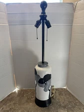 Vintage Greenleaf Pottery Ceramic Table Lamp Hand Painted