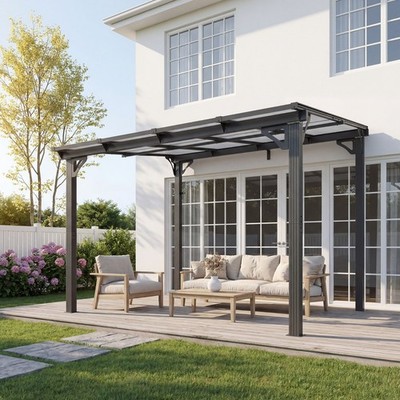 8 x 10 ft Hardtop Sloping Pitched Roof Gazebo Pergola, Patio Covers  for Patio