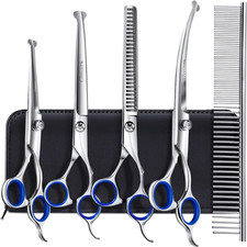 Titanium Coated Professional 6 in 1 4CR Stainless Steel Dog Grooming Scissors wi