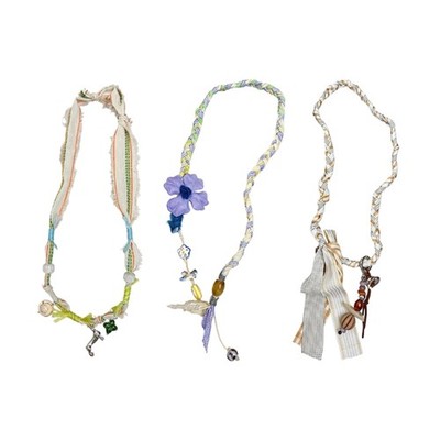 Trendy Acrylic Beaded Statement Necklace With Cloth Accent For Everyday Wear