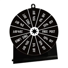 5.9 In Black Acrylic Prize Wheel Fortune Stand Carnival Spinnig Game Erasable