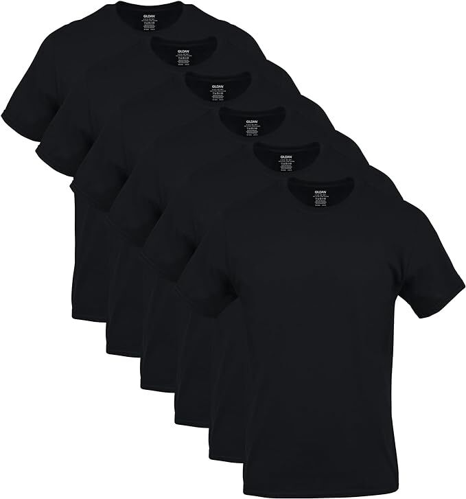 Gildan (6-pack) Black Solid Ultra Cotton Short Sleeve Blank Tee T
