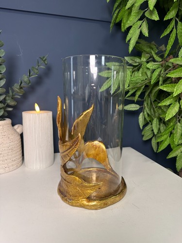 Vintage Style Gold Leaf Glass Candle Holder | Floor Table Lantern - Picture 7 of 7