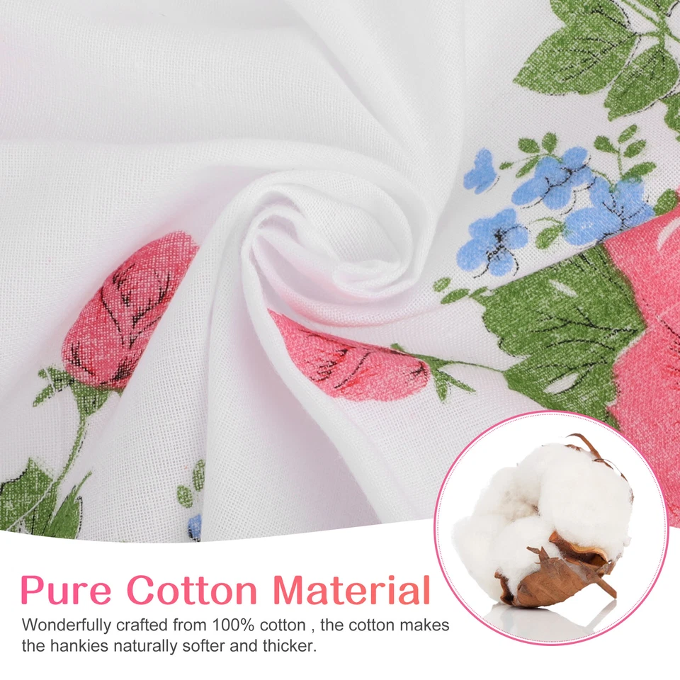 20pcs Men Women 100% Cotton Handkerchiefs Vintage Floral Square Pocket Hankies - Image 2 of 4