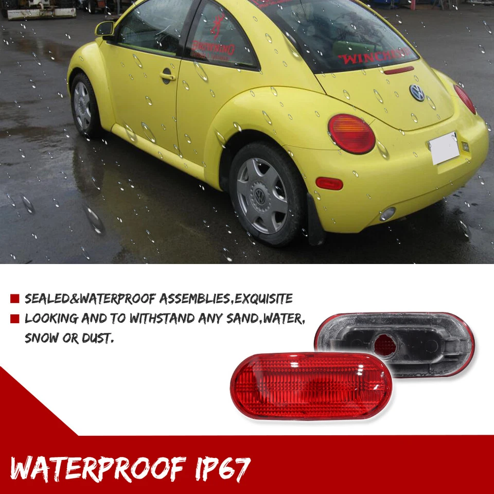 Juego de 2 luces de señalización laterales traseras para Volkswagen Beetle 1998-2005 lente roja izquierda y derecha Foto 4 de 4