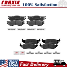 Front and Rear Ceramic Brake Pads with Hardware Kit for Dodge Ram 1500 Durango