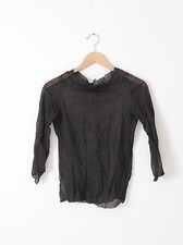 DKNY silk metallic blouse, sheer black long s...