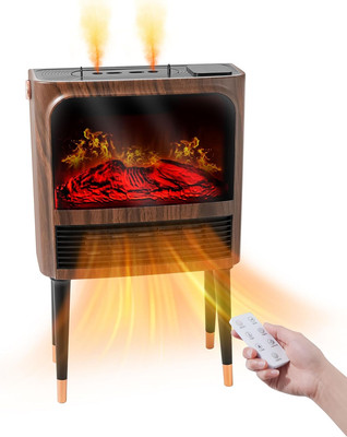 Electric Fireplace Heater with 3D Realistic Flame, Humidifier, Thermostat, Safet