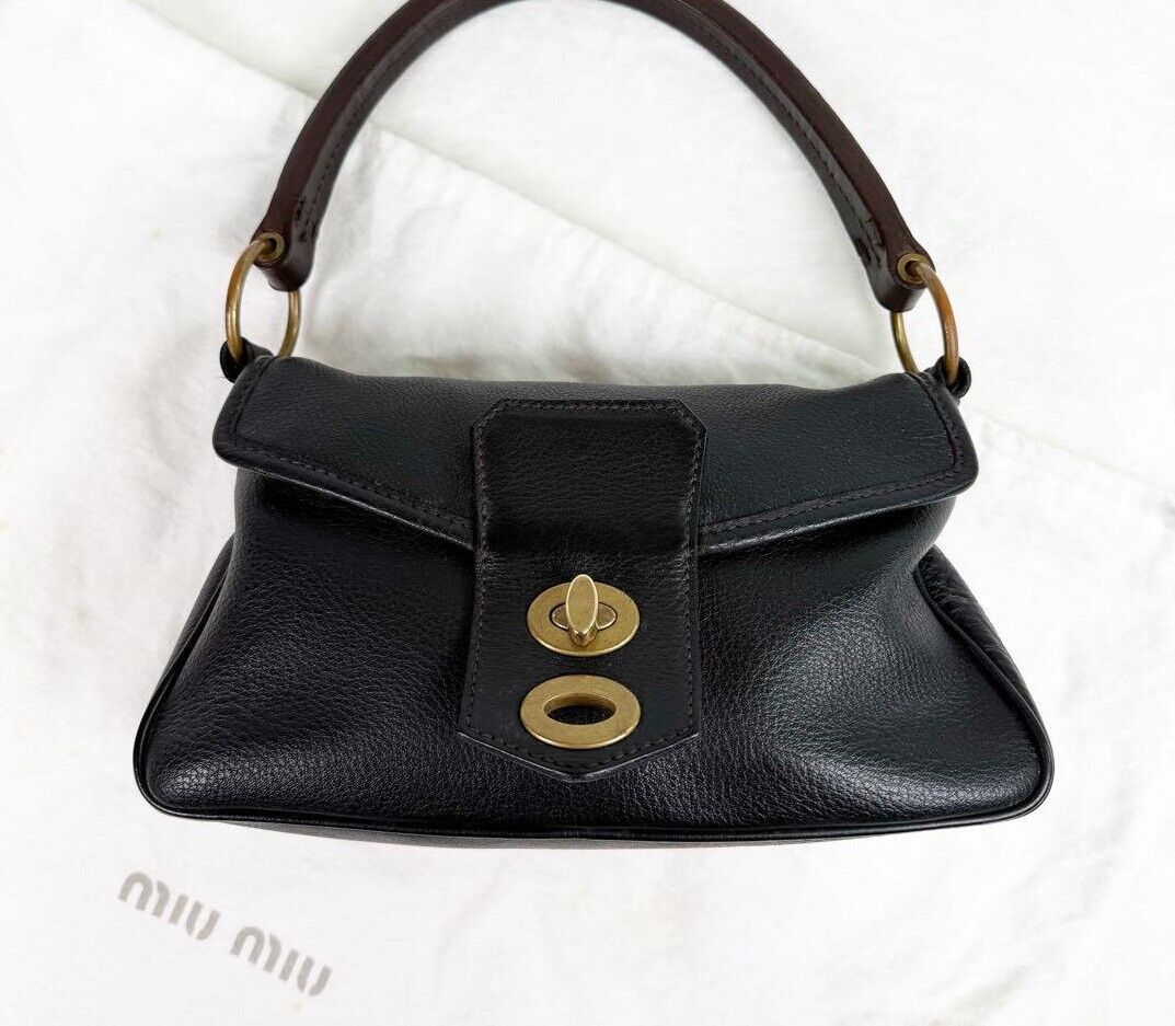 Miu Miu Archive Vintage Shoulder Bag Handbag Leather Black Miu Miu Archive Vintage Shoulder Bag Handbag Leather Black