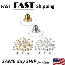 25 PACK - Silver Golden Ear Post Nuts Pad Earring Backs Stoppers Jewelry Finding