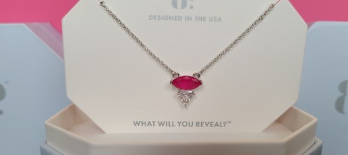 Bomb Party RBP5931 "A Perfect Match" LC Pink Sapphire Rhodium Necklace