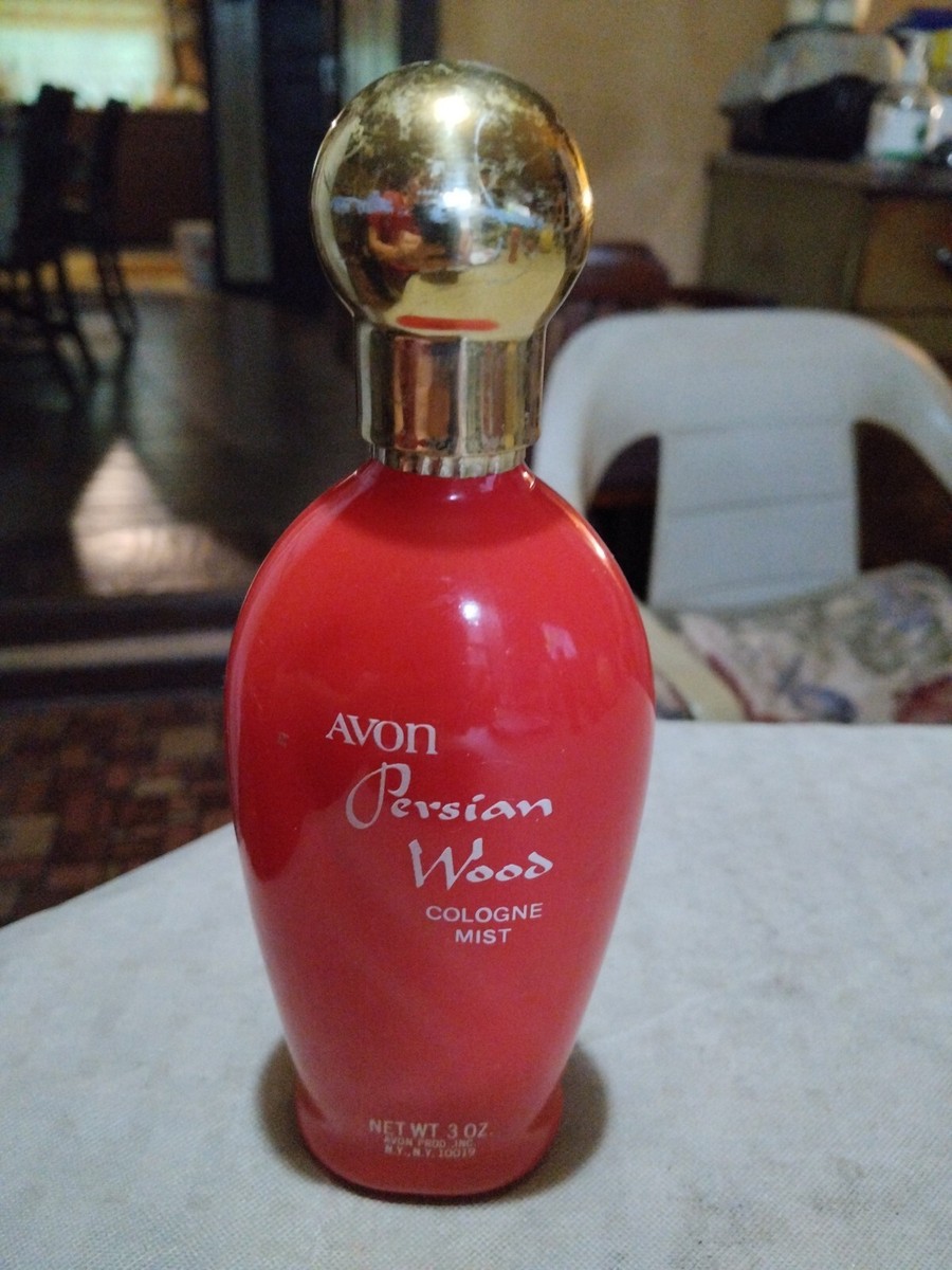 Vintage Avon Persian Wood Cologne Mist 3 Oz Empty Red Glass Bottle