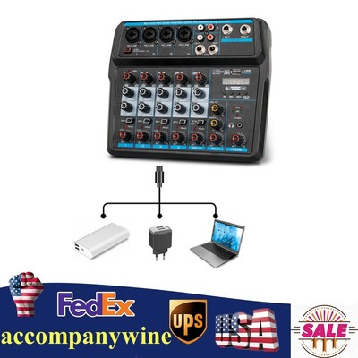 6 Channel Audio Mixer Bluetooth USB Live Studio Sound Mixing Console Amplifier 