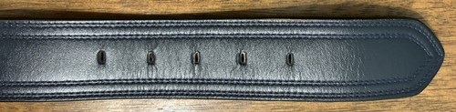 Herdz Navy Leather Belt Sz S 1-3/4”Wide Stitched EUC Quality Accessory - Picture 4 of 7
