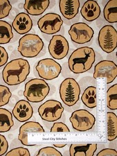 Bear Deer Wolf Animal Cottoon Fabric Home Sweet Cabin Windham By The Yard