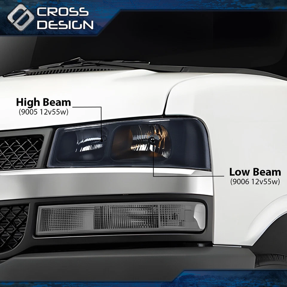 Par de faros de humo/cromo aptos para camioneta Chevy Express GMC Savana 2003-2019 Foto 3 de 4