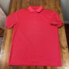 Under Armour Polo Shirt Mens Large Red Striped HeatGear Golf Rugby