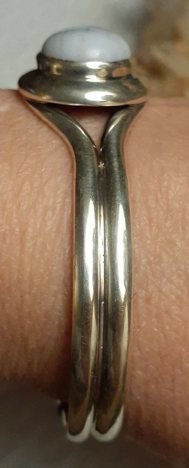 Brazalete de ágata de encaje azul de plata de ley fina vintage talla grande Foto 2 de 4