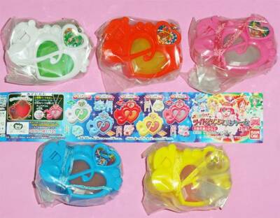 Smile PreCure Glitter Force Cure Decor Light Up Charm Keychain Set Lot of 5