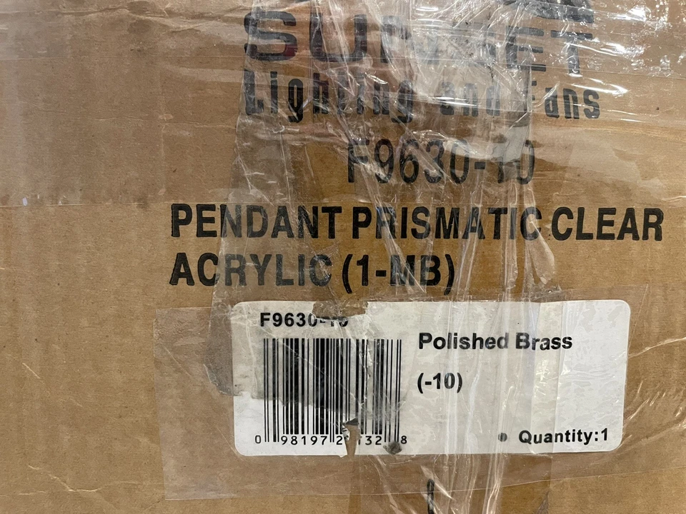 Sunset Lighting F9630-10 吊坠金色透明全新带盒! 免费送货! — 第 3/4 张图片