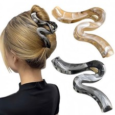 2PCS 5.1Inch Large Cellulose Acetate Wavy Hair Claw Clips for WomenTortoise S...