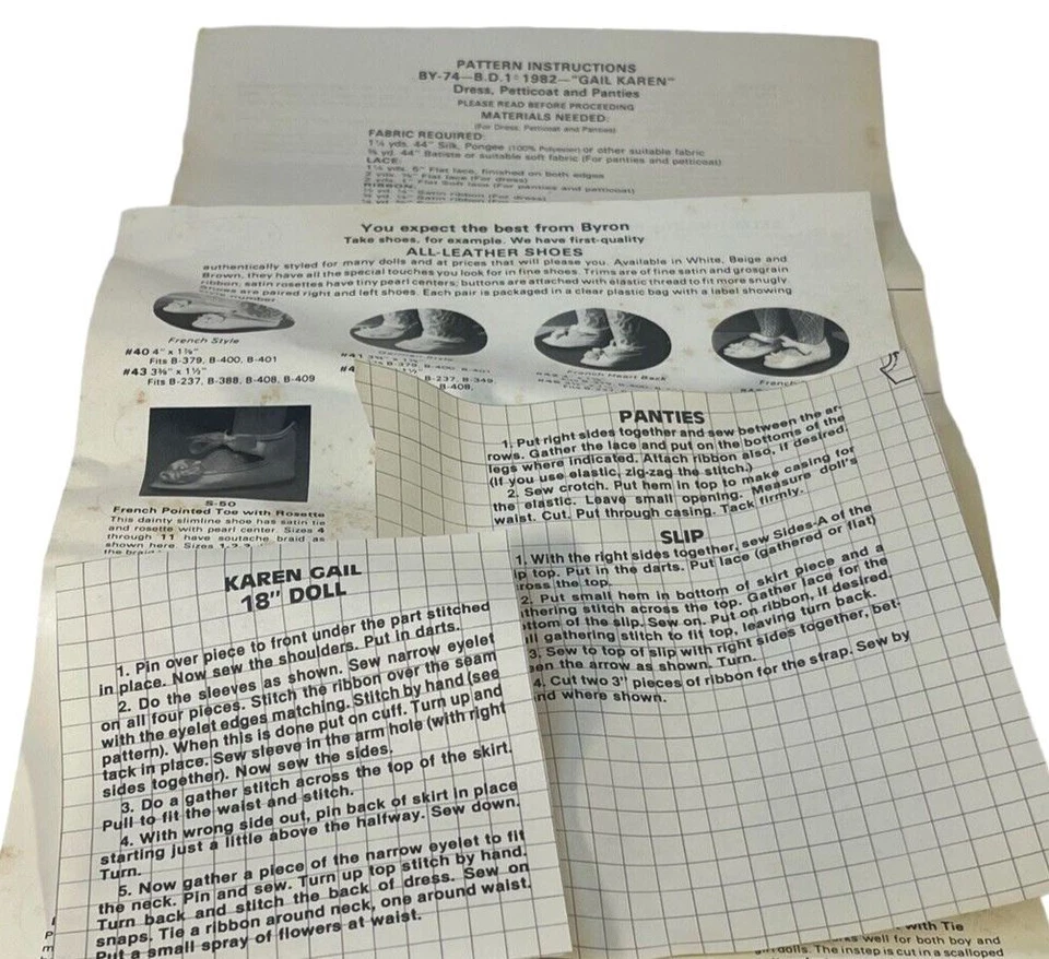 Patrones de muñecas Byron 1982 BY-74 Gail Karen se adapta a muñecas de 19" - ORIGINAL-RARO-DE COLECCIÓN Foto 3 de 4