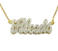 14k Gold Overlay Personalized 3D Name Necklace Plat / no tail