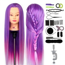 Colorful Long Hair Mannequin Head Training Hair Styling Hairdressing Practice