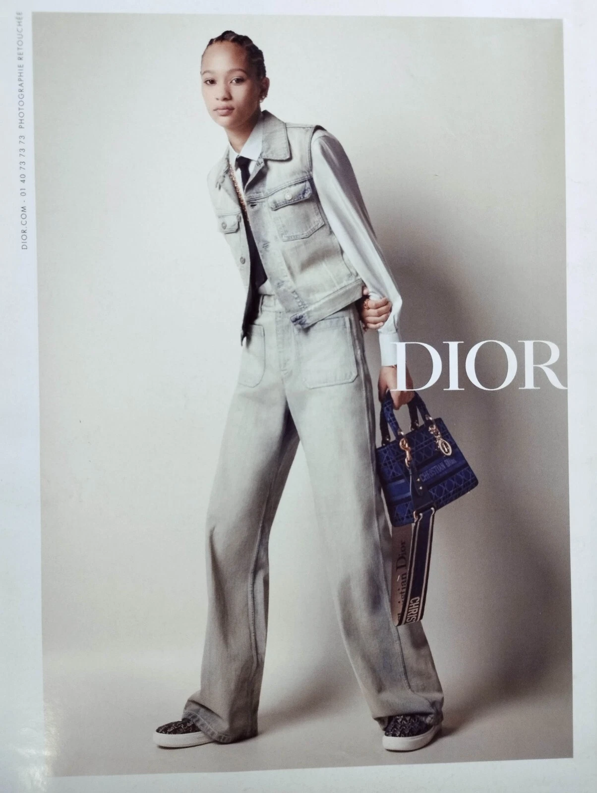 Dior SAC Femme Créateur Mode Sac à Main Sac à Main Imprimé Publicité /BLEU