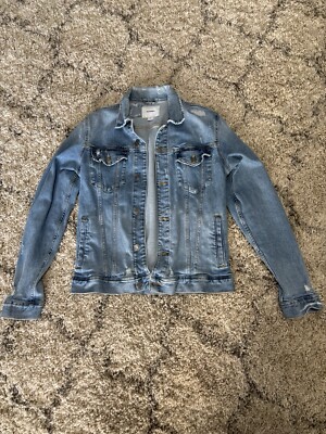 Old Navy Distressed Denim Trucker Blue Jean Jacket Women's size Small S 