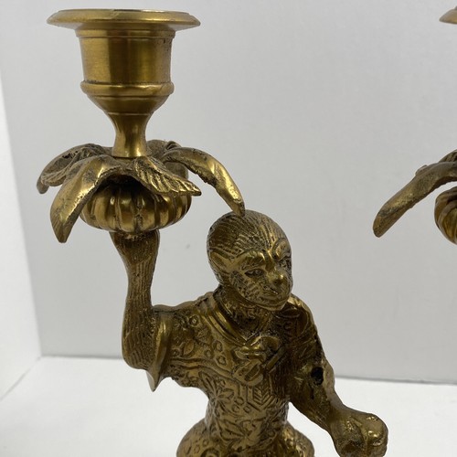 Vintage Paar Messing Affe Butler Kerzenhalter 6" hoch schwer siehe Bilder! - Bild 4 von 17