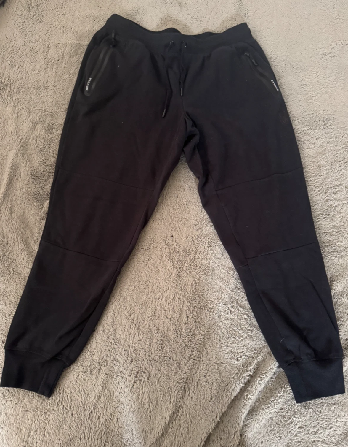 Spyder Active Jogger Pants Mens XL Black Spider Logo Fleece Skiing Baselayer