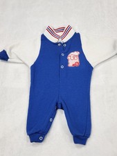 Vintage Gerber Baby Sleeper Romper Made in USA Red White Blue Train
