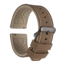 24mm Soft Silicone Watch Straps with Black Buckle, Dark Brown