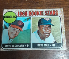 Topps 1968 Rookie Stars Dave Leonhard Dave May MLB #56 Baseball Card. rookie card picture