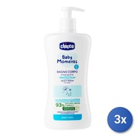 3X Chicco Baby 750 Ml Badeschaum Schutz Moments Weiß