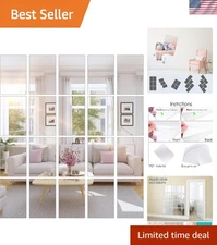 Unbreakable 4''x 6'' Plastic Mirror Tiles - 20 Pcs Self-Stick for Home & Crafts