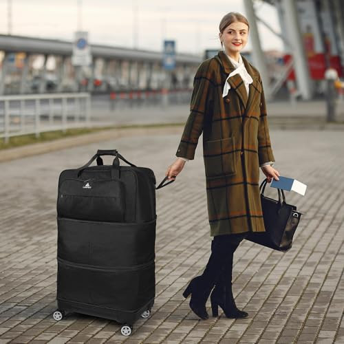 Travel Luggage Bags with Brake Spinner Wheels for Men 115L Collapsible Black - Picture 2 of 7