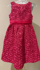 RARE EDITIONS Girls Bright Pink Rose Occasion Dress - Sz 8