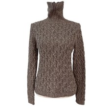 90s 100 Cotton Cable Knit Turtleneck Sweater Size Small